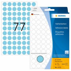 HERMA Étiquettes/pastilles de couleur Ø 13 mm rondes, bleues, papier mat, inscription à main, 2464 pcs 