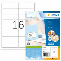 HERMA Étiquettes d'adresse Premium A4 99.1x33.8 mm, blanches, papier mat, 1600 pcs 