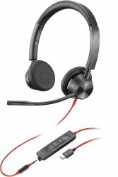 HP Poly Blackwire 3325 - Blackwire 3300 series - headset - on-ear - wired - 3.5 mm jack, USB-C - black - UC certified