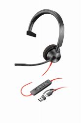 HP Poly Micro-casque Poly Blackwire 3310 certifié Microsoft Teams avec adaptateur USB-C/A TAA 