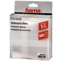 Hama CD/DVD Protective Sleeves, Pack of 100 100 disques Transparent 