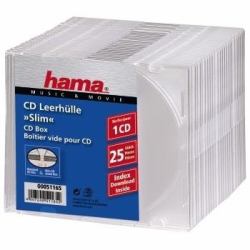 Hama CD Slim Box, 25 pcs./pack 1 disques Transparent 