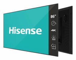 Hisense 86” 4K IPS UHD Digital Signage Display - 24/7 Operation Carte A numérique 2,18 m [86"] Wifi 500 cd/m² 4K Ultra HD Noir Android 11 24/7 