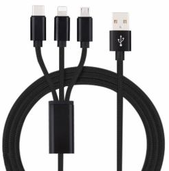 Insmat 133-1003 câble USB 1,2 m USB A USB C/Micro-USB B/Lightning Noir 