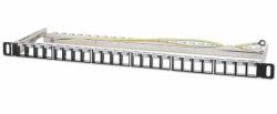 Intellinet Panneau de brassage aveugle blindé 24 ports, 0,5U, panneau Keystone 19" non équipé pour installations haute densité, barre de gestion des câbles amovible, noir 