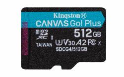 Kingston Technology Carte microSDXC Canvas Go Plus Gen4 200R A2 U3 de 512 Go, pack unique sans ADP 