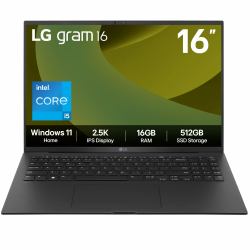 LG Gram 16Z90RU-G.AA55A1 laptop Intel® Core™ i5 i5-1334U Ordinateur portable 40,6 cm [16"] 2.5K 16 Go LPDDR4x-SDRAM 512 Go SSD Wi-Fi 6E [802.11ax] Windows 11 Home Noir  - Version UK