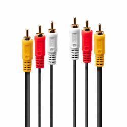 Lindy Câble audio vidéo Premium, 3 x RCA [Cinch] mâle/mâle, 2m 