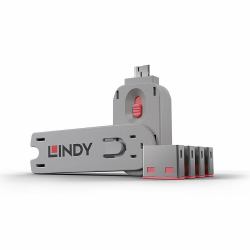 Lindy Bloqueur de port USB A, 4 pièces + clé, Rose 