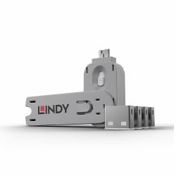 Lindy Bloqueur de port USB A, 4 pièces + clé, Blanc 