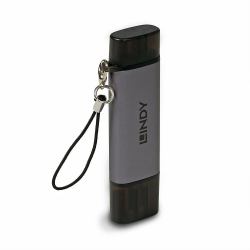 Lindy 43335 lecteur de carte mémoire USB 3.2 Gen 1 [3.1 Gen 1] Type-A/Type-C Noir, Gris 
