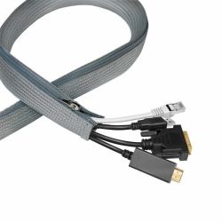 LogiLink Cable sleeve with zipper, - Polyester, OD: 30 mm, grey, 1 - m - Warranty: 12M