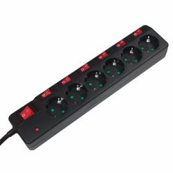 LogiLink LPS233 multiprise 1,5 m 6 sortie[s] CA Intérieure Noir 
