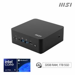 MSI Cubi NUC AI+ 2MG i9 288V FS 32GB 1TB W11PP Intel Core Ultra 9 32 Go LPDDR5-SDRAM 1 To SSD Windows 11 Pro Mini PC Noir  - Version UK