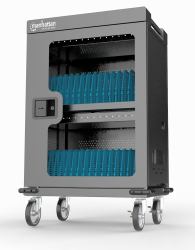 Manhattan Chariot de charge USB-C [armoire] 32 appareils [iPad jusqu’à 13", MacBook Air jusqu’à 15", Chromebook jusqu’à 15,6"], pour tablettes et smartphones, compartiments 404×27,6×283 mm, câbles non inclus [câble USB-C 354868 suggéré], verrouillable 