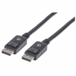 Manhattan Câble DisplayPort 1.2, 4K à 60 Hz, 1 m, mâle à mâle, connecteurs avec verrouillage, entièrement blindé, noir, garantie à vie, équivalent à DISPL1M 