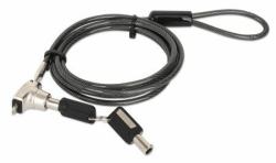 Manhattan Câble antivol pour ordinateur portable [Nano] avec 2 clés, compatible avec encoche Nano, câble de 1,5 m, acier avec gaine PVC transparente, garantie à vie 
