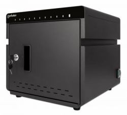Manhattan Armoire de charge USB-C de bureau 10 appareils [iPad jusqu’à 11"], pour tablettes et smartphones, compartiments 264×22×235 mm, câbles non inclus [câble USB-C 354868 suggéré], verrouillable, alternative aux chariots de charge, câbles EU/UK inclus 