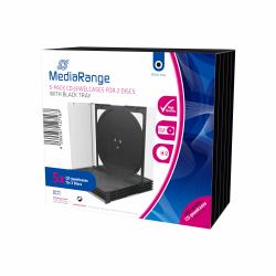 MediaRange BOX31-2 étui disque optique Boîtier double 2 disques Noir, Transparent 