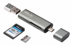 PNY R-TC-UA-3N1E01-RB lecteur de carte mémoire USB 3.2 Gen 1 [3.1 Gen 1] Type-C Métallique 