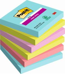 Post-It 7100263206 Carré Bleu, Vert, Rose 90 feuilles Auto-adhésif 