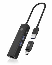 RaidSonic ICY BOX IB-HUB1439-LAN Avec fil USB 3.2 Gen 1 [3.1 Gen 1] Type-A Noir 