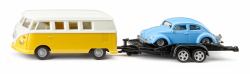 Siku VW T1 with trailer and VW Beetle Ensemble de modèles réduits de voitures Pré-assemblé 1:50 
