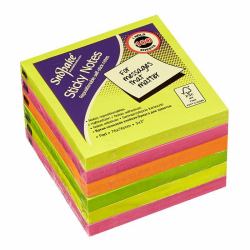 Snopake FSC Sticky Note Neon Assorted 100 Sheet Pad- 6 Pads