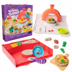 Spin Master Kinetic Sand Sable Magique - Atelier À Pizza Magique 453 G + 2 Accessoires - Sculptez à l'Infini ce Sable Coloré comme de la Pâte à Modeler - Jouet Sensoriel - Jouet Enfant 5 Ans Et + 