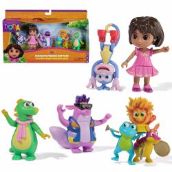 Spin Master Dora - Coffret Cadeau Amis Fantastiques - 5 Figurines Avec L’Héroïne, Babouche Tico Véra Et Le Trio Fiesta - Figurine À Collectionner - Dessin Animé Jouet Maison De Poupée - Jouet Enfant 3 Ans Et + 
