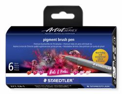 Staedtler Pigment Arts Brush Pen Reds & Pinks stylo-feutre Rose, Rouge 6 pièce[s] 