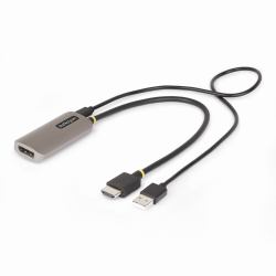 StarTech.com Câble Adaptateur HDMI vers DisplayPort de 30cm, 8K 60Hz, Convertisseur Vidéo Actif HDMI 2.1 vers DP 1.4, Câble HDMI vers DisplayPort 1.4, Alimenté par Bus USB avec Câble Inclus 