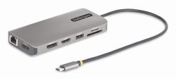 StarTech.com Adaptateur Multiport USB-C Triple Moniteur, Double HDMI et DisplayPort 4K 60Hz + 4K 30Hz, Adaptateur USB-C, Hub USB 4 Ports, 100W PD Pass-Through, GbE, Lecteurs de Cartes SD/MicroSD 