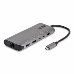 StarTech.com Adaptateur Multiport USB4, Double Sortie 4K Sans Pilote pour macOS et Windows, Recharge Power Delivery 140W, Hub 3 Ports 10 Gbps, 2,5 GbE, Mini Dock 