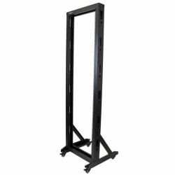 StarTech.com Rack Serveur Mobile 42U à 2 Mâts, Rack Réseau 19" à 2 Mâts avec Roulettes, Rack Ouvert Roulant pour Équipement AV/Data/Media/IT, Rack Ordinateur pour la Maison/Bureau - Roulettes Incluses 