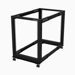 StarTech.com Rack Serveur Mobile 15U 4 Poteaux, Rack Réseau 19" 4 Poteaux avec Roulettes, Rack Roulant avec Profondeur Ajustable pour PC/AV/Données/Informatique - Roulettes, Pieds de nivellement ou Fixation au Sol 
