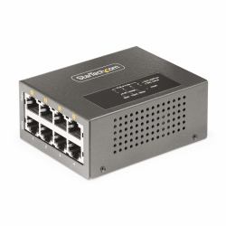 StarTech.com Injecteur PoE++ Multi-Gigabit à 4 Ports, Ethernet 5/2.5/1G [NBASE-T], PoE/PoE+/PoE++ [802.3af/802.3at/802.3bt], Puissance Absorbée 160Watts, Montage Mural/Rail DIN, Non Géré 