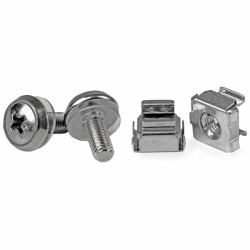 StarTech.com Lot de 50 Vis M5 de 12mm, Écrous Cage à Trou Carré et Outil de Montage, Kit de Fixation pour Baies de Serveurs, Armoires et Boîtiers de 19" ou 10", Argent - TAA 