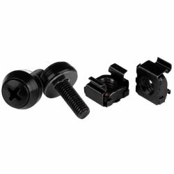 StarTech.com Lot de 50 Vis M5 de 12mm, Écrous Cage à Trous Carrés et Outil de Montage, Kit de Fixation pour Baies de Serveurs, Armoires et Boîtiers de 19" ou 10", Noir - TAA 
