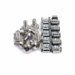 StarTech.com Lot de 100 Vis M6 de 12mm, Écrous Cage à Trou Carré et Outil de Montage, Kit de Fixation pour Baies de Serveurs, Armoires et Boîtiers de 19" ou 10", Argent - TAA 