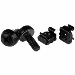 StarTech.com Lot de 50 Vis M6 de 12mm, Écrous Cage à Trou Carré et Outil d'Installation, Kit de Fixation pour Baies de Serveurs, Armoires et Boîtiers de 19" ou 10", Noir - TAA 