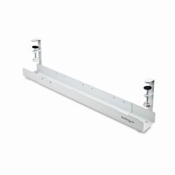 StarTech.com Goulotte Passe Câble Bureau, Organiseur de Câbles Ajustable en Longueur, Installation à Pinces, Aucun Perçage Nécessaire, Support Multiprise, Blanc 
