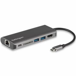 StarTech.com Adaptateur Multiport USB C, Station d'Accueil USB-C Portable vers HDMI 4K, Hub USB 3.0 2 pts, SD/SDHC, GbE, 60W PD Pass-Through - USB Type-C/Thunderbolt 3 - REMPLACÉ PAR DKT30CHSDPD1 