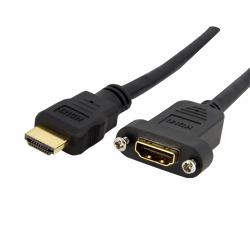 StarTech.com Adaptateur HDMI 1m - Câble HDMI 4K30Hz Haut Débit pour Montage sur Panneau - Bande Passante 10.2 Gbps - HDMI 4K à HDMI F/M - Câble de Connexion pour Montage sur Panneau HDMI 