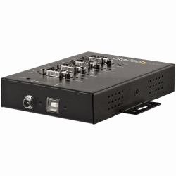 StarTech.com Hub Série 4 Ports USB vers RS232/RS485/RS422 - Convertisseur Industriel USB 2.0 vers DB9 - IP30 - Hub Série Métallique Montable sur Rail DIN - Protection ESD 15kV 