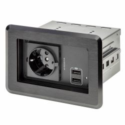 StarTech.com Boîtier prise électrique pour table de conférence - 1 x CA et 2 x USB-A 