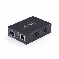 StarTech.com Convertisseur de Média Fibre Optique SFP+ Ouvert Multi-Gigabit 10 GbE, 10G/5G/2,5G/1G/100M, Cuivre vers 10GBASE-X SFP+, Monomode, Multimode, Trames Jumbo 16K, TAA 