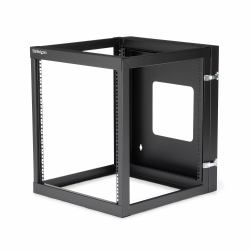 StarTech.com Rack Réseau Mural à Charnières 4 Montants 12U, Rack 19" à Cadre Ouvert avec Profondeur de Montage de 50,2cm, Rack de Données Pivotant à Montage Mural pour Matériel IT/AV 