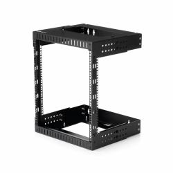 StarTech.com Rack Réseau Mural 12U à 2 Montants, Rack Serveur 19" à Cadre Ouvert avec Profondeur Ajustable, Rack de Données Mural pour IT/AV/Panneau de Patch/ Equipement IT - Écrous et Vis de Fixation Inclus 