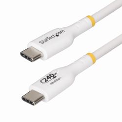 StarTech.com Câble de Charge USB-C de 4m, Charge et Synchronisation, 240W [5A] PD EPR, Câble de Charge USB 2.0 pour Ordinateur Portable, Certifié USB-IF , Gaine TPE - Cordon de Charge USB C Blanc 